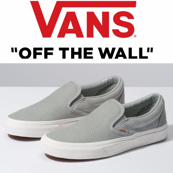 woven check slip on vans